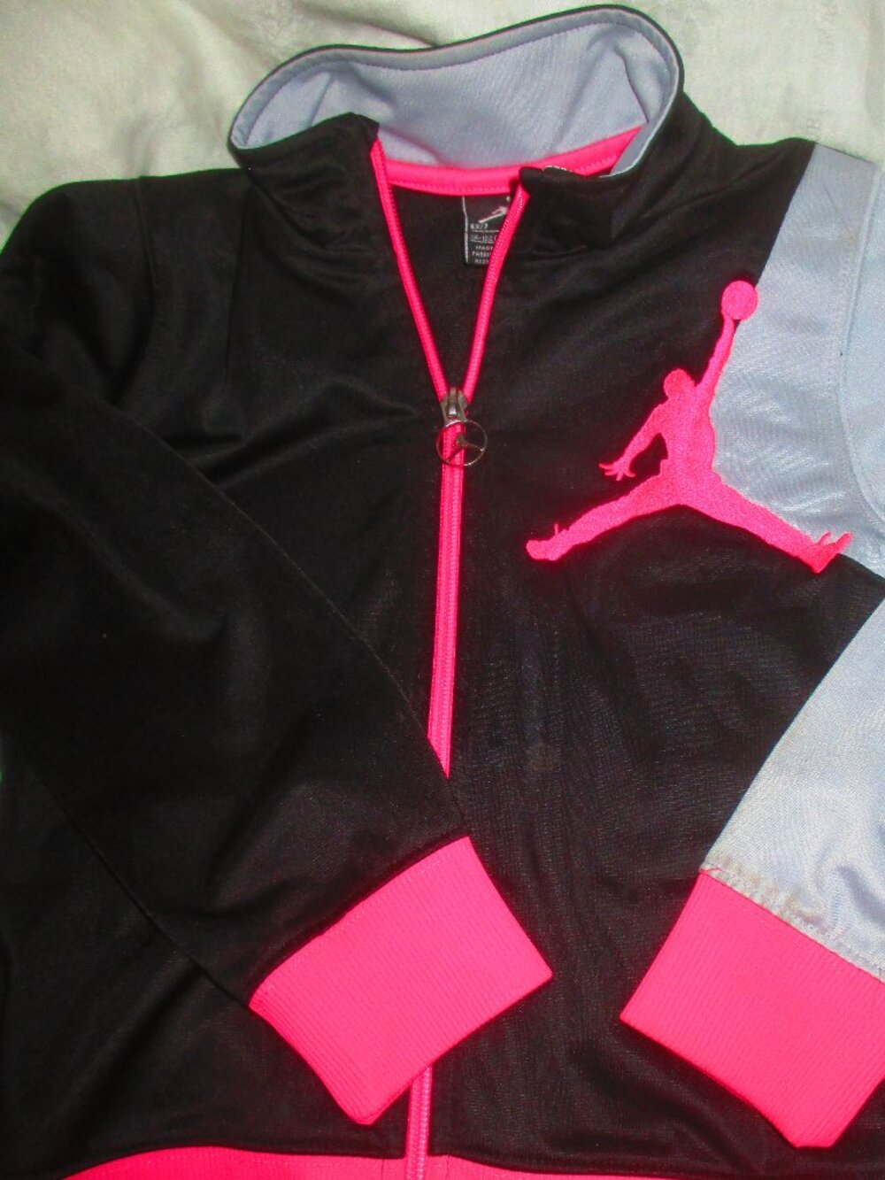 Nike Air Jordan Track Jacket Full Zip Black Hot Pink Gray Jumpman Logo Size 6X-7